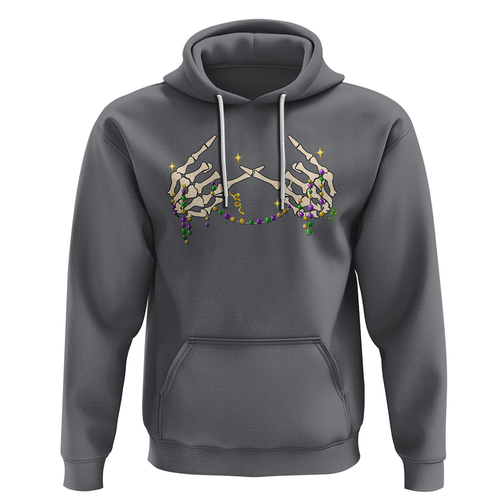 Mardi Gras Hoodie Skeleton Rock Hand Beads Fat Tuesday Festival TS09 Charcoal Printyourwear