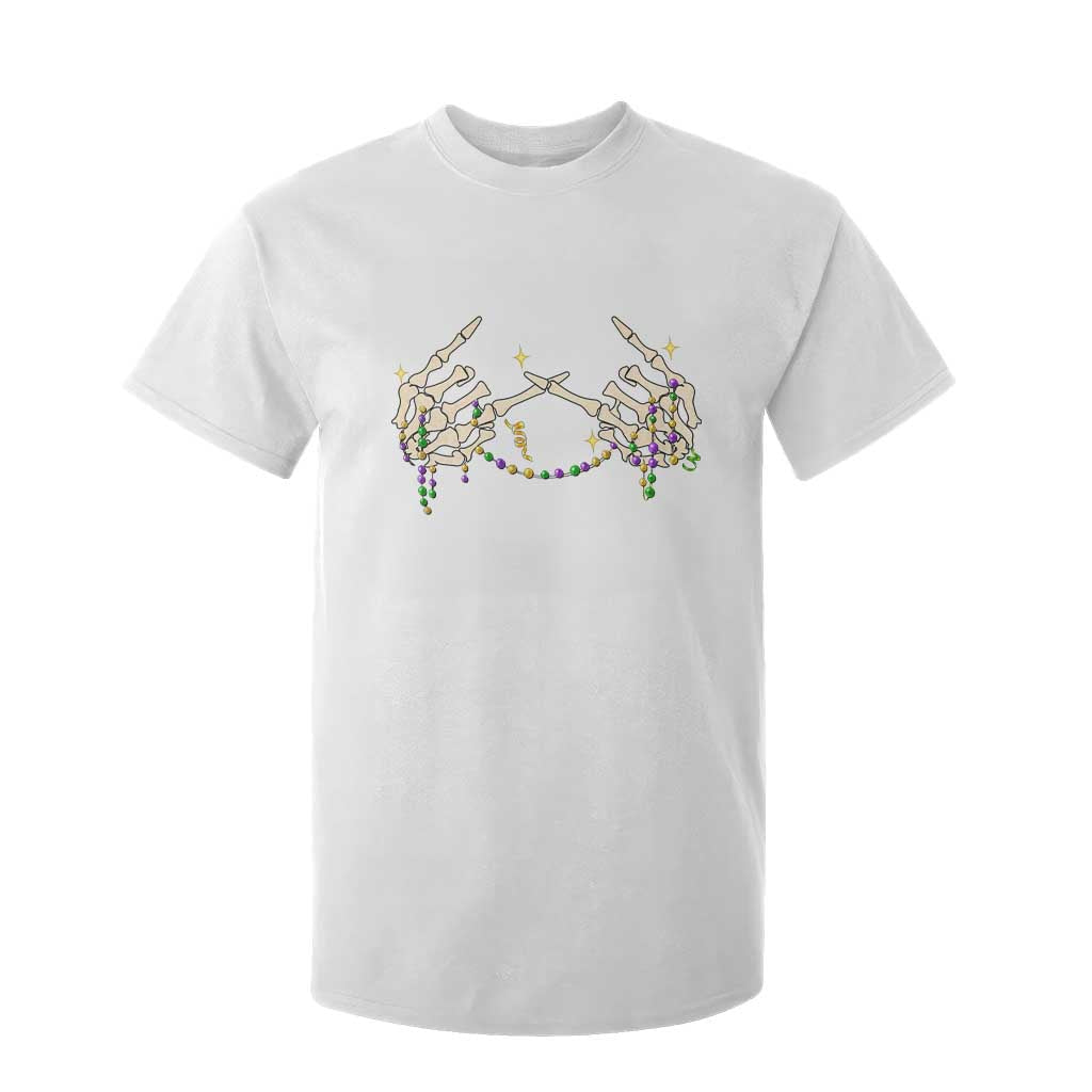 Mardi Gras T Shirt For Kid Skeleton Rock Hand Beads Fat Tuesday Festival TS09 White Print Your Wear