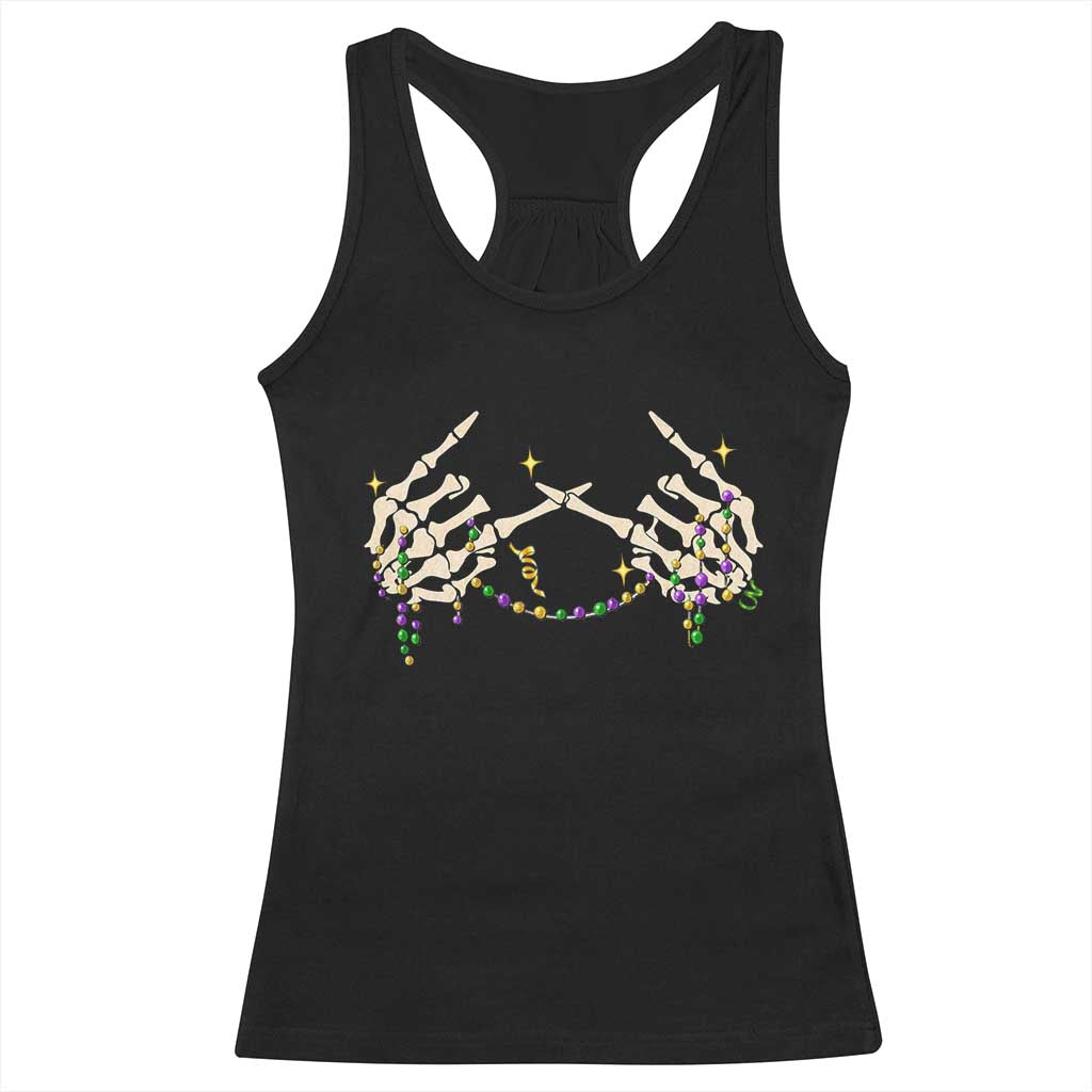 Mardi Gras Racerback Tank Top Skeleton Rock Hand Beads Fat Tuesday Festival TS09 Black Print Your Wear