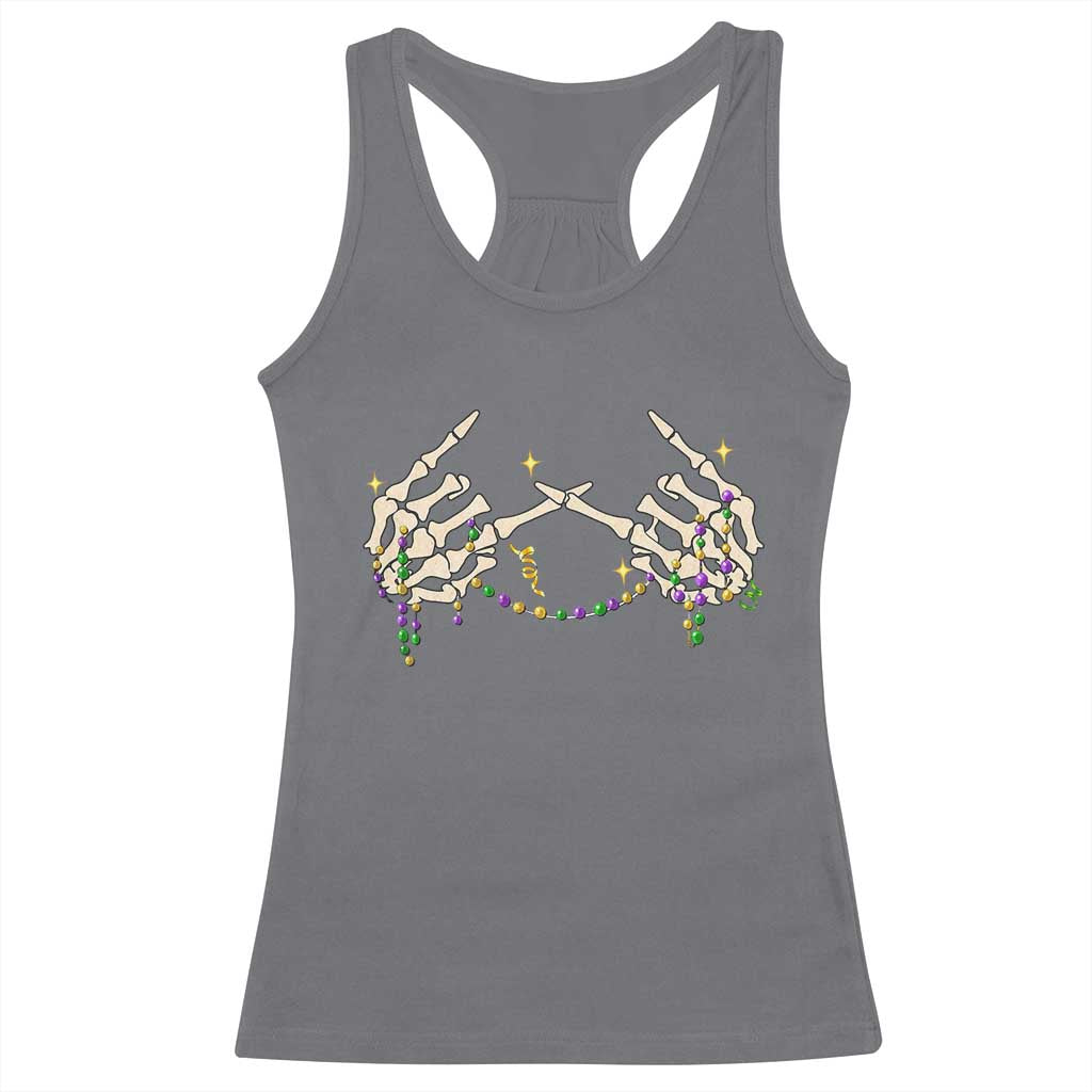Mardi Gras Racerback Tank Top Skeleton Rock Hand Beads Fat Tuesday Festival TS09 Charcoal Print Your Wear