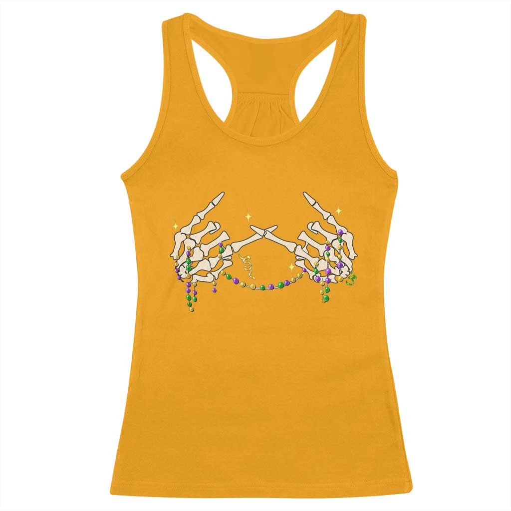 Mardi Gras Racerback Tank Top Skeleton Rock Hand Beads Fat Tuesday Festival TS09 Gold Print Your Wear