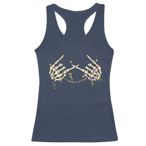 Mardi Gras Racerback Tank Top Skeleton Rock Hand Beads Fat Tuesday Festival TS09 Navy Print Your Wear