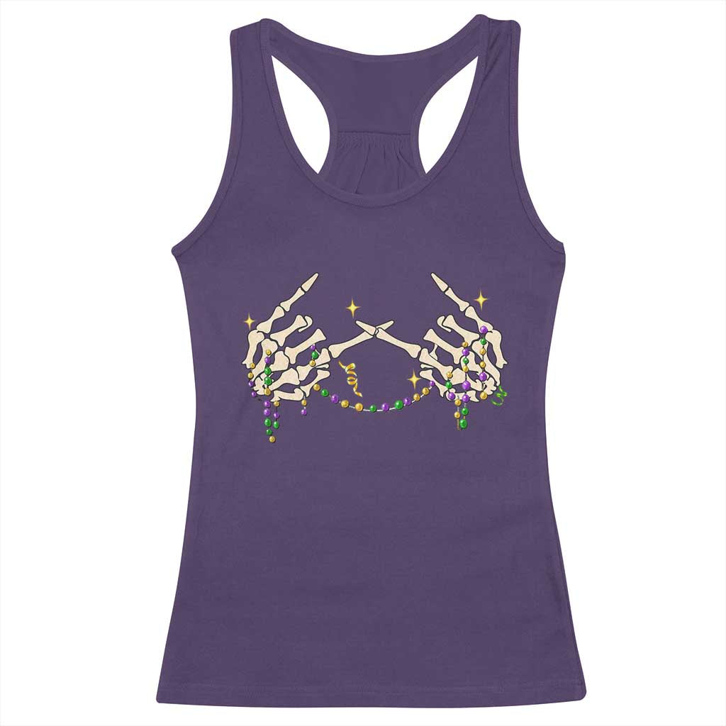 Mardi Gras Racerback Tank Top Skeleton Rock Hand Beads Fat Tuesday Festival TS09 Purple Print Your Wear