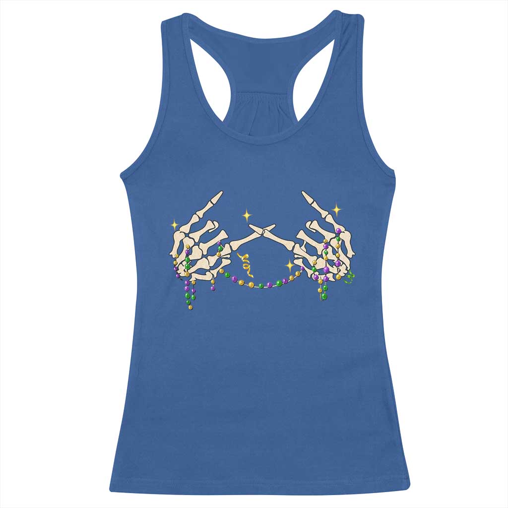 Mardi Gras Racerback Tank Top Skeleton Rock Hand Beads Fat Tuesday Festival TS09 Royal Blue Print Your Wear