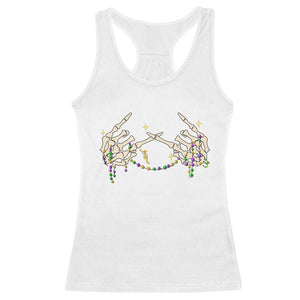 Mardi Gras Racerback Tank Top Skeleton Rock Hand Beads Fat Tuesday Festival TS09 White Print Your Wear