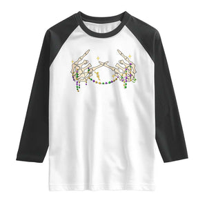 Mardi Gras Raglan Shirt Skeleton Rock Hand Beads Fat Tuesday Festival TS09 White Black Print Your Wear