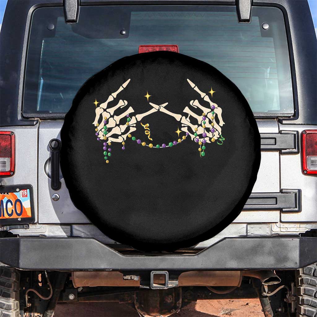 Mardi Gras Spare Tire Cover Skeleton Rock Hand Beads Fat Tuesday Festival TS09 No hole Black Print Your Wear