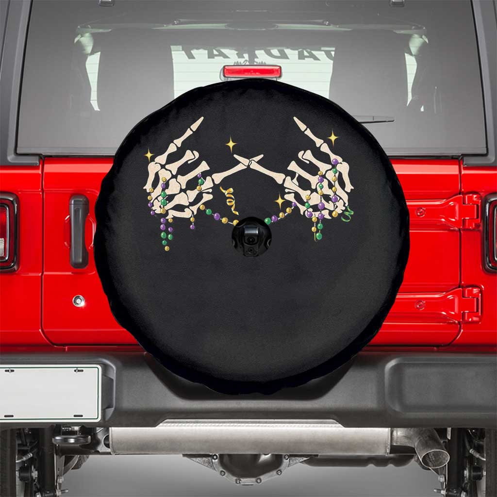 Mardi Gras Spare Tire Cover Skeleton Rock Hand Beads Fat Tuesday Festival TS09 Black Print Your Wear