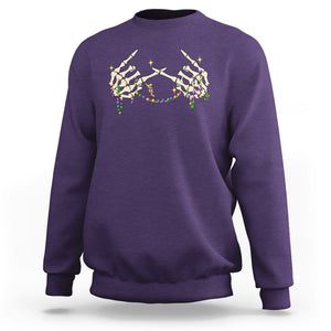 Mardi Gras Sweatshirt Skeleton Rock Hand Beads Fat Tuesday Festival TS09 Purple Printyourwear