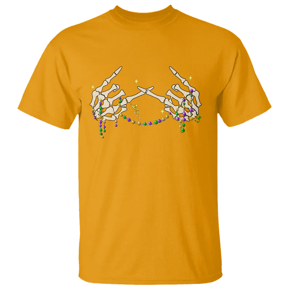 Mardi Gras T Shirt Skeleton Rock Hand Beads Fat Tuesday Festival TS09 Gold Printyourwear