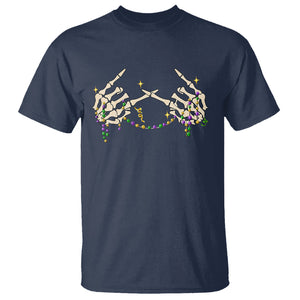 Mardi Gras T Shirt Skeleton Rock Hand Beads Fat Tuesday Festival TS09 Navy Printyourwear