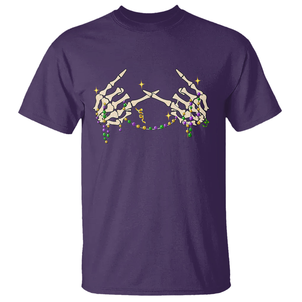 Mardi Gras T Shirt Skeleton Rock Hand Beads Fat Tuesday Festival TS09 Purple Printyourwear