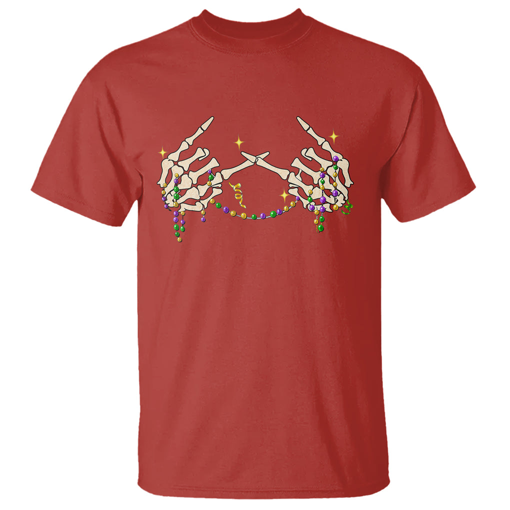 Mardi Gras T Shirt Skeleton Rock Hand Beads Fat Tuesday Festival TS09 Red Printyourwear