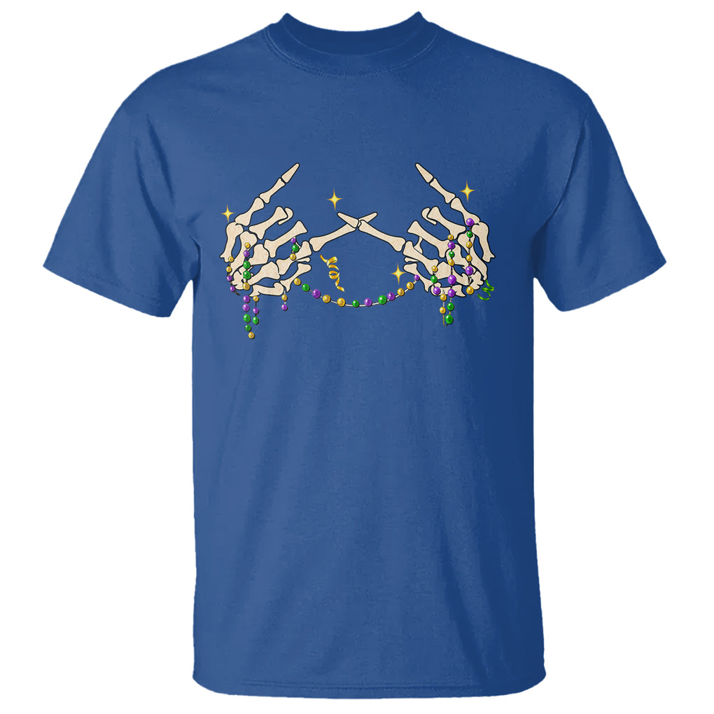 Mardi Gras T Shirt Skeleton Rock Hand Beads Fat Tuesday Festival TS09 Royal Blue Printyourwear