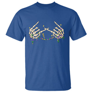 Mardi Gras T Shirt Skeleton Rock Hand Beads Fat Tuesday Festival TS09 Royal Blue Printyourwear