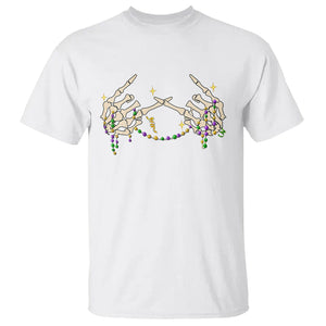 Mardi Gras T Shirt Skeleton Rock Hand Beads Fat Tuesday Festival TS09 White Printyourwear
