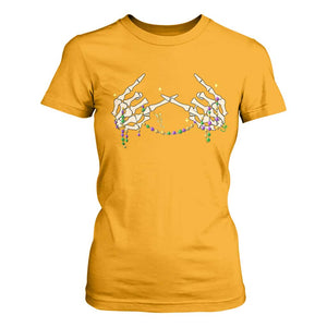 Mardi Gras T Shirt For Women Skeleton Rock Hand Beads Fat Tuesday Festival TS09 Gold Print Your Wear