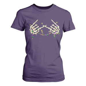Mardi Gras T Shirt For Women Skeleton Rock Hand Beads Fat Tuesday Festival TS09 Purple Print Your Wear