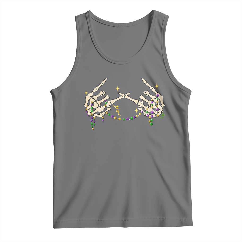 Mardi Gras Tank Top Skeleton Rock Hand Beads Fat Tuesday Festival TS09 Black Heather Print Your Wear