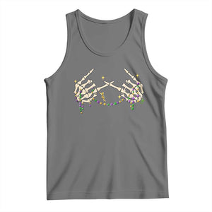 Mardi Gras Tank Top Skeleton Rock Hand Beads Fat Tuesday Festival TS09 Black Heather Print Your Wear