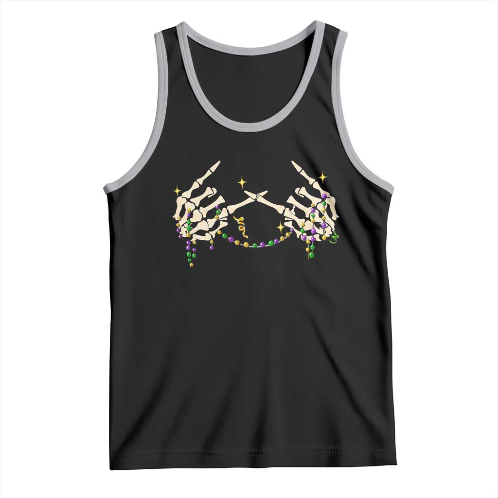 Mardi Gras Tank Top Skeleton Rock Hand Beads Fat Tuesday Festival TS09 Black Athletic Heather Print Your Wear