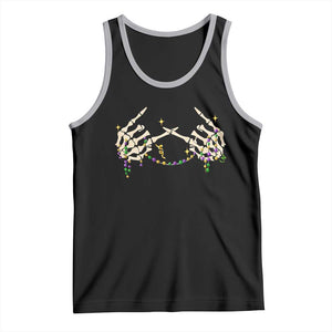 Mardi Gras Tank Top Skeleton Rock Hand Beads Fat Tuesday Festival TS09 Black Athletic Heather Print Your Wear