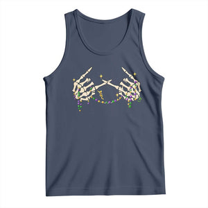 Mardi Gras Tank Top Skeleton Rock Hand Beads Fat Tuesday Festival TS09 Navy Print Your Wear