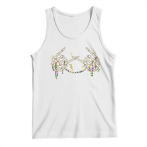 Mardi Gras Tank Top Skeleton Rock Hand Beads Fat Tuesday Festival TS09 White Print Your Wear
