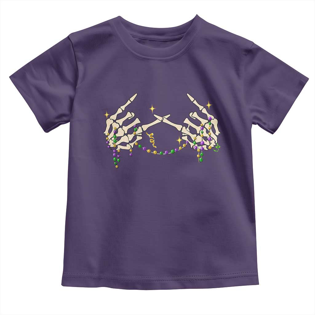 Mardi Gras Toddler T Shirt Skeleton Rock Hand Beads Fat Tuesday Festival TS09 Purple Print Your Wear