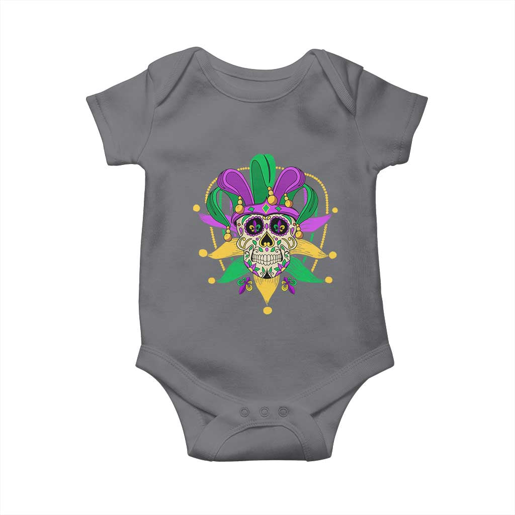 Mardi Gras Funny Sugar Skull Fat Tuesday New Orleans Baby Onesie TS09 Charcoal Print Your Wear