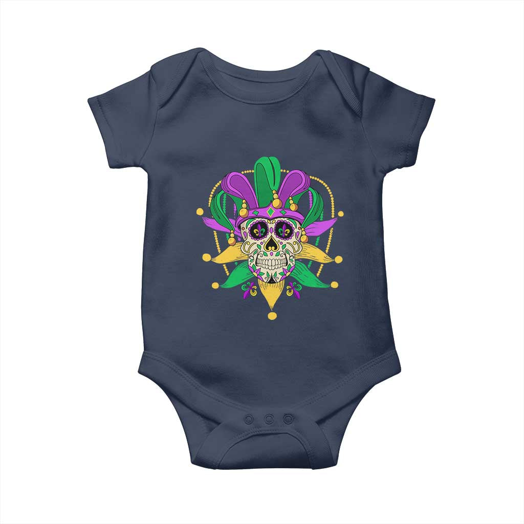 Mardi Gras Funny Sugar Skull Fat Tuesday New Orleans Baby Onesie TS09 Navy Print Your Wear