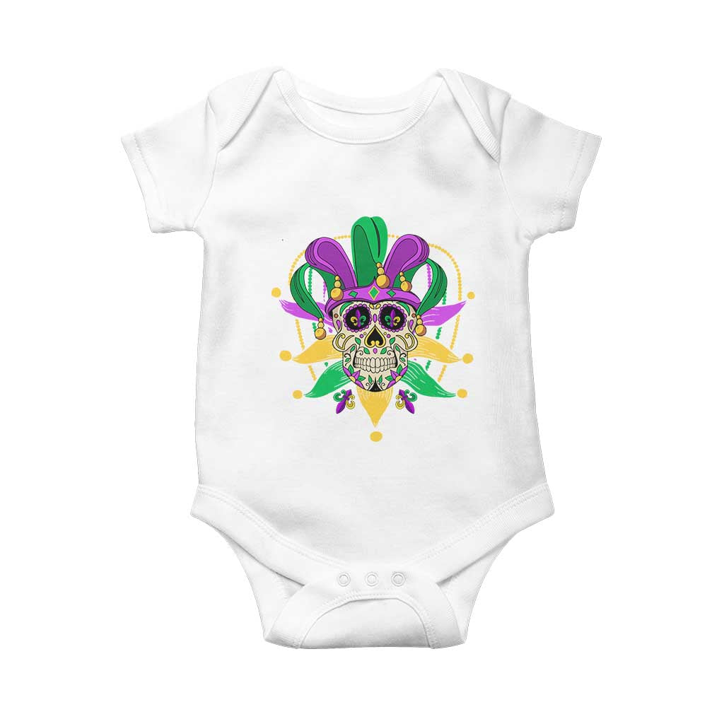 Mardi Gras Funny Sugar Skull Fat Tuesday New Orleans Baby Onesie TS09 White Print Your Wear
