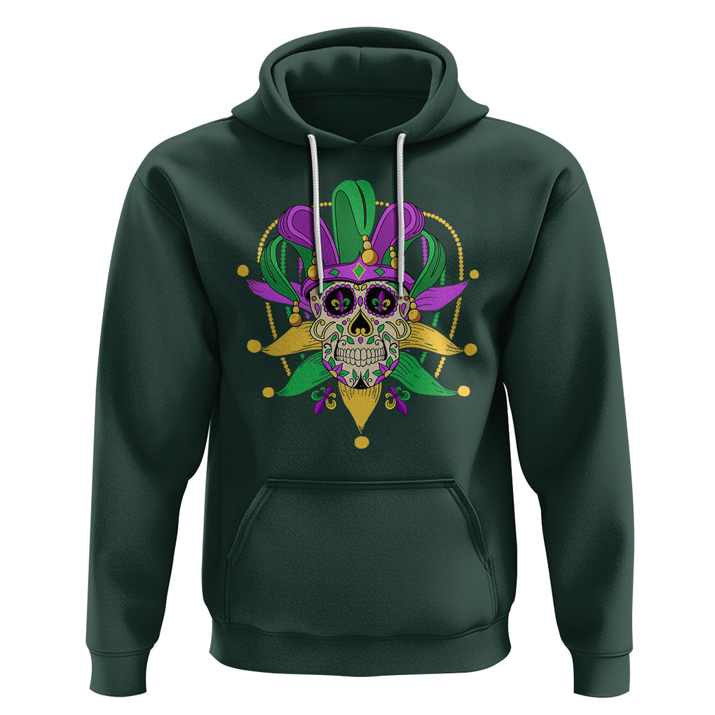 Mardi Gras Funny Sugar Skull Fat Tuesday New Orleans Hoodie TS09 Dark Forest Green Printyourwear