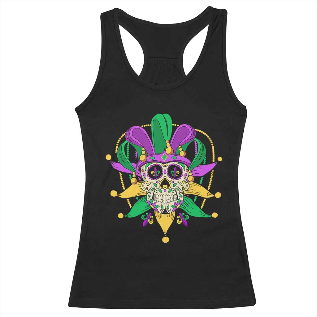 Mardi Gras Funny Sugar Skull Fat Tuesday New Orleans Racerback Tank Top TS09 Black Print Your Wear
