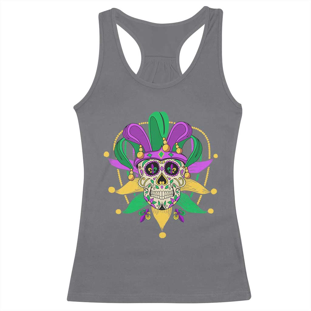 Mardi Gras Funny Sugar Skull Fat Tuesday New Orleans Racerback Tank Top TS09 Charcoal Print Your Wear