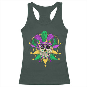 Mardi Gras Funny Sugar Skull Fat Tuesday New Orleans Racerback Tank Top TS09 Dark Forest Green Print Your Wear