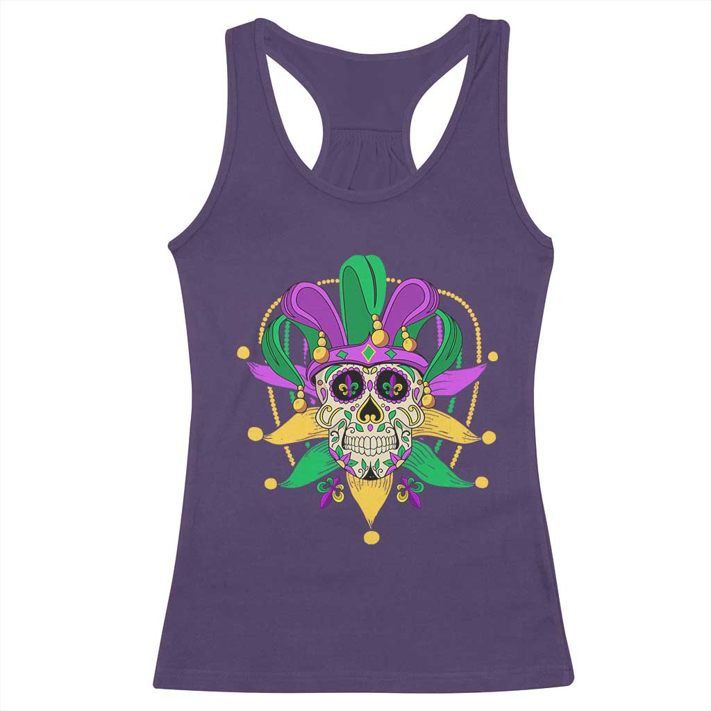 Mardi Gras Funny Sugar Skull Fat Tuesday New Orleans Racerback Tank Top TS09 Purple Print Your Wear