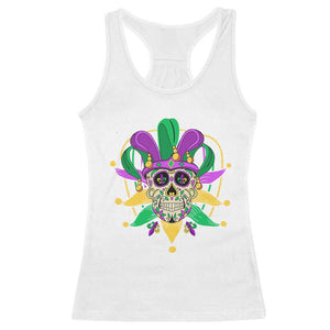 Mardi Gras Funny Sugar Skull Fat Tuesday New Orleans Racerback Tank Top TS09 White Print Your Wear