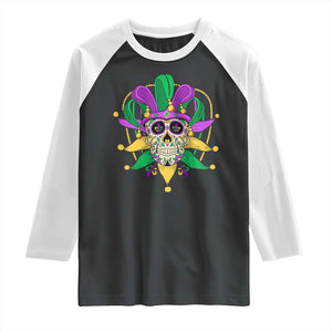 Mardi Gras Funny Sugar Skull Fat Tuesday New Orleans Raglan Shirt TS09 Black White Print Your Wear