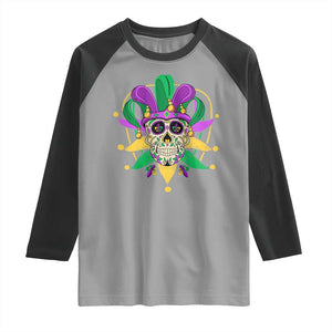 Mardi Gras Funny Sugar Skull Fat Tuesday New Orleans Raglan Shirt TS09 Sport Gray Black Print Your Wear