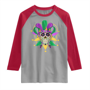 Mardi Gras Funny Sugar Skull Fat Tuesday New Orleans Raglan Shirt TS09 Sport Gray Red Print Your Wear