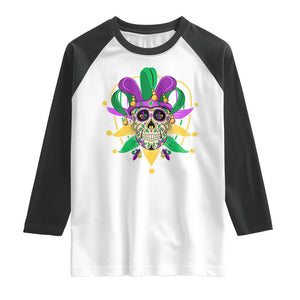 Mardi Gras Funny Sugar Skull Fat Tuesday New Orleans Raglan Shirt TS09 White Black Print Your Wear
