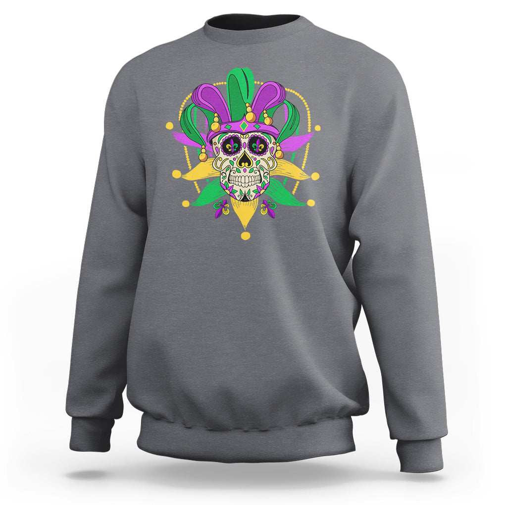 Mardi Gras Funny Sugar Skull Fat Tuesday New Orleans Sweatshirt TS09 Charcoal Printyourwear