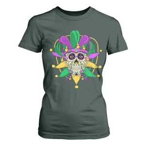 Mardi Gras Funny Sugar Skull Fat Tuesday New Orleans T Shirt For Women TS09 Dark Forest Green Print Your Wear