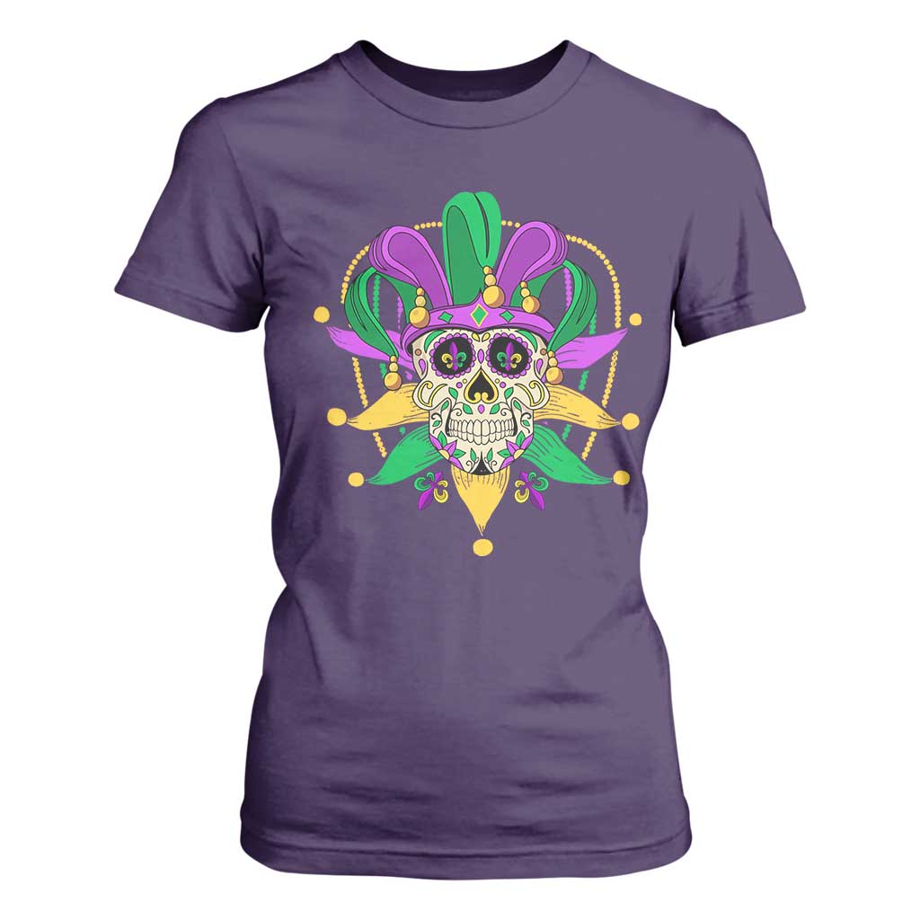 Mardi Gras Funny Sugar Skull Fat Tuesday New Orleans T Shirt For Women TS09 Purple Print Your Wear