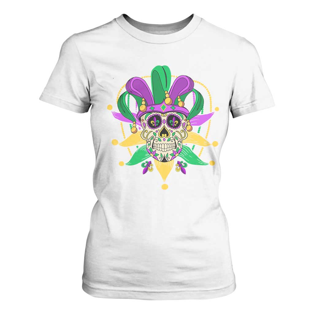 Mardi Gras Funny Sugar Skull Fat Tuesday New Orleans T Shirt For Women TS09 White Print Your Wear