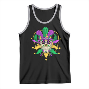 Mardi Gras Funny Sugar Skull Fat Tuesday New Orleans Tank Top TS09 Black Athletic Heather Print Your Wear