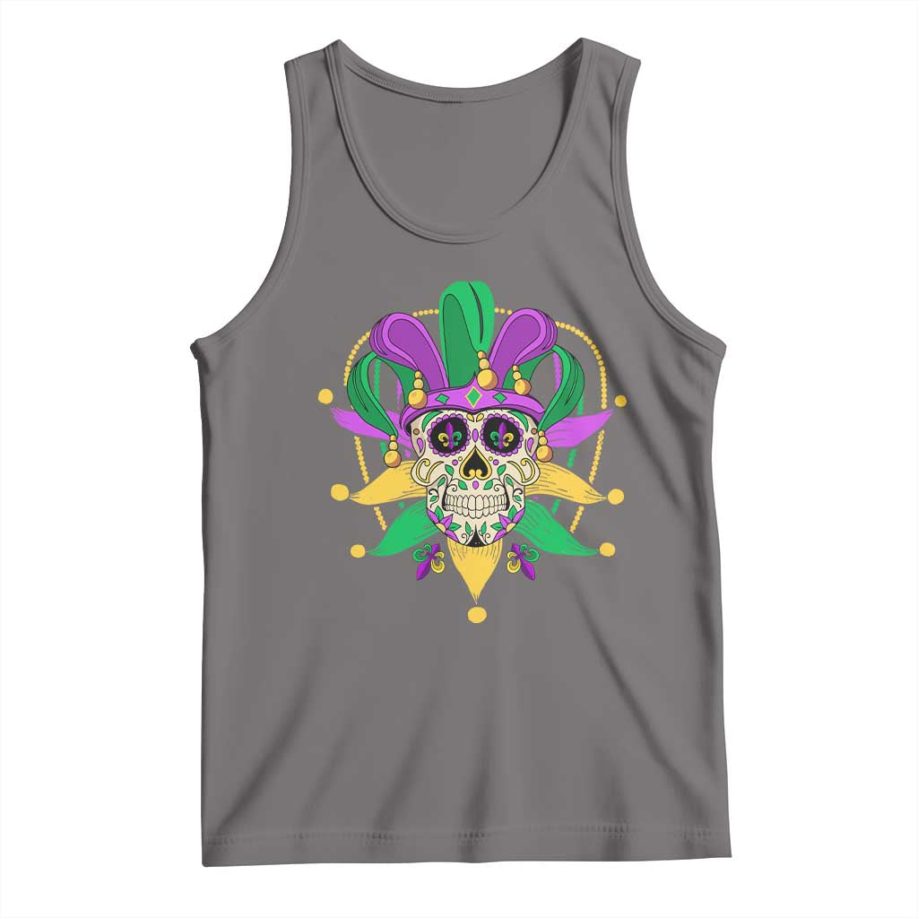 Mardi Gras Funny Sugar Skull Fat Tuesday New Orleans Tank Top TS09 Deep Heather Print Your Wear