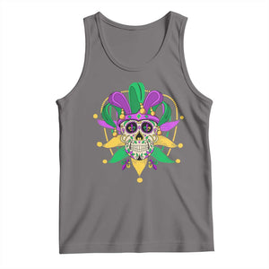 Mardi Gras Funny Sugar Skull Fat Tuesday New Orleans Tank Top TS09 Deep Heather Print Your Wear