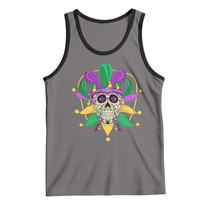 Mardi Gras Funny Sugar Skull Fat Tuesday New Orleans Tank Top TS09 Deep Heather Black Print Your Wear